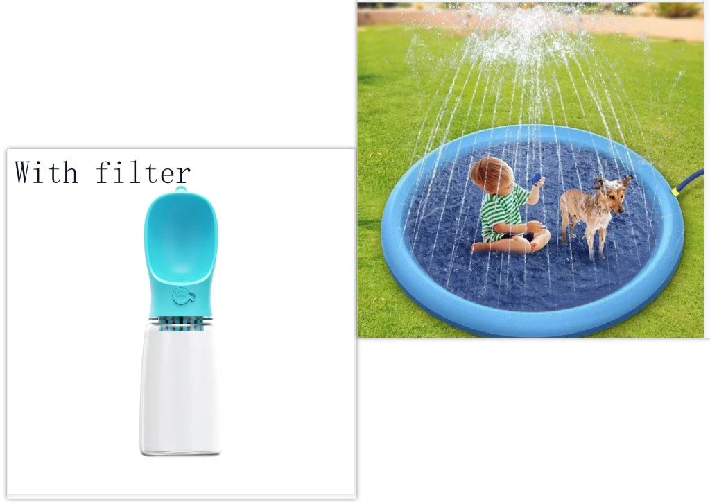Refreshing splash pad for kids and pets, backyard water play mat with sprinklers