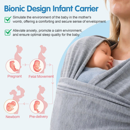Polyester baby carrier wrap in various colors for front and back carrying