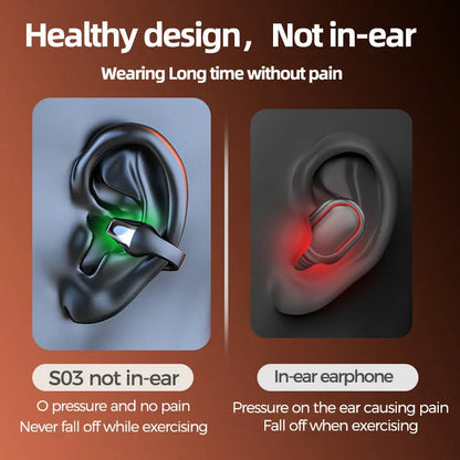 Bluetooth 5.2 bone conduction headphones in white and black with HIFI sound