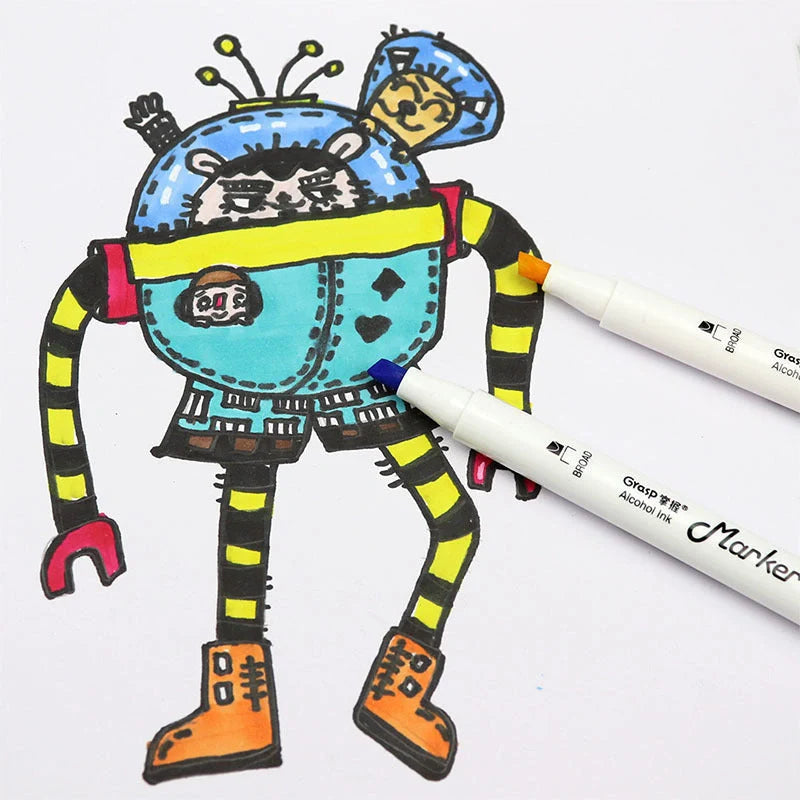 Master Double-headed Marker Art Brush Painting Set Oily 48-color for animation