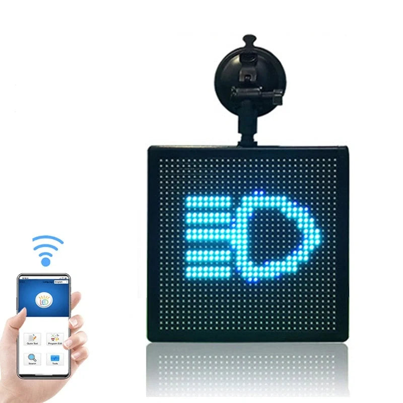 Car Rear Window LED Emoticon Screen displaying vibrant messages
