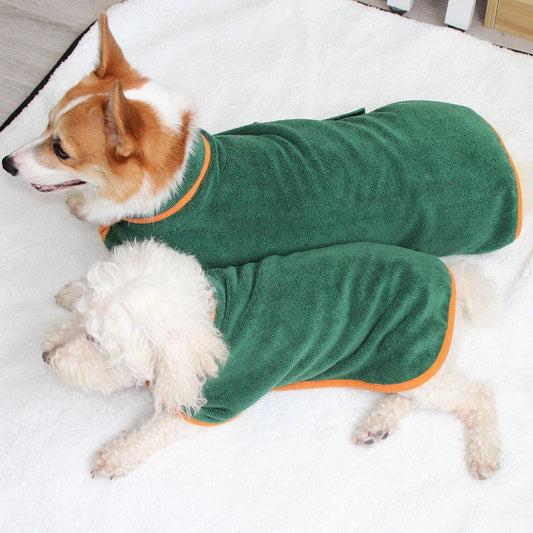 Premium microfiber pet drying bathrobe with adjustable strap and soft lining for superior comfort and absorbency