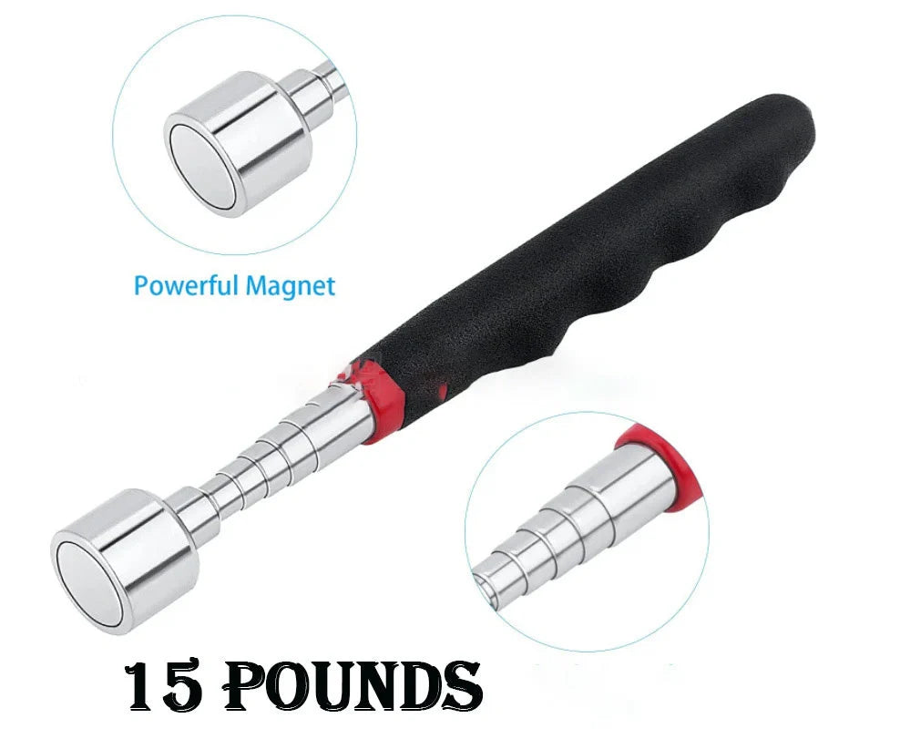 LED Magnetic Pick Up Tool with telescopic extension and LED light for retrieving small metal objects