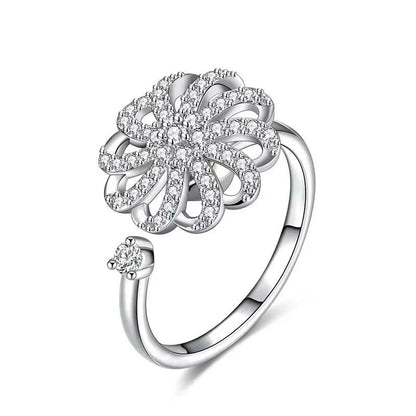 Adjustable rotatable butterfly ring for women with zircon inlay, available in multiple designs