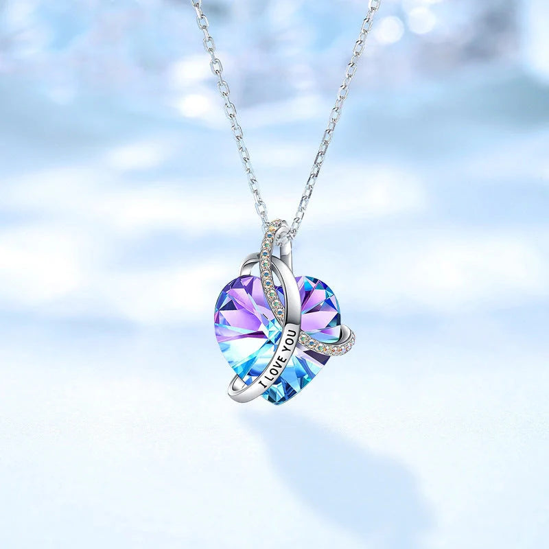 Elegant Love Pink Amethyst Crystal Necklace with heart-shaped pendant