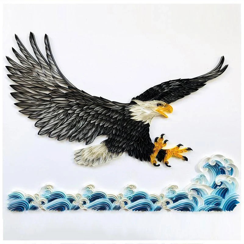 Handmade quilted paper painting craft kit with custom designs and tools included