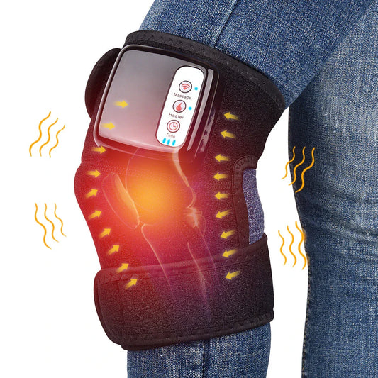 Premium Infrared Heating and Vibration Knee/Elbow Massager with adjustable straps, heat, and vibration therapy for pain relief and joint support