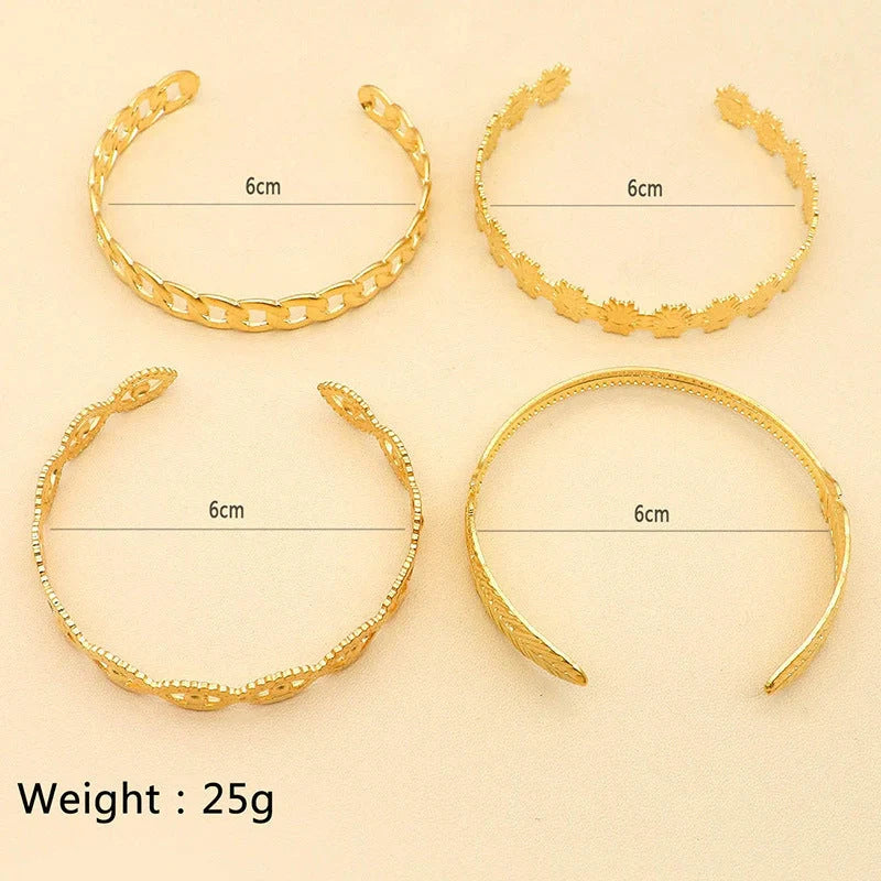 Women's electroplated alloy flower chain leaf eye bracelet set in SL064-KC colour
