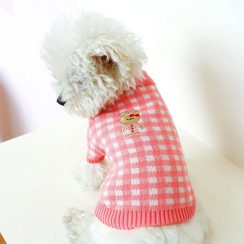 Bowknot Hollow Knit Dog Sweater in various colours and sizes