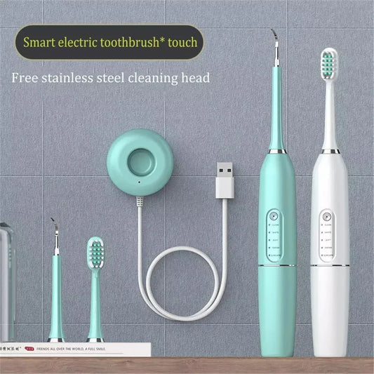 Ultrasonic Electric Toothbrush with Tartar Removal Scaler - Customizable Intensity, High-Frequency Vibrations, and Waterproof Design for Effective Dental Cleaning