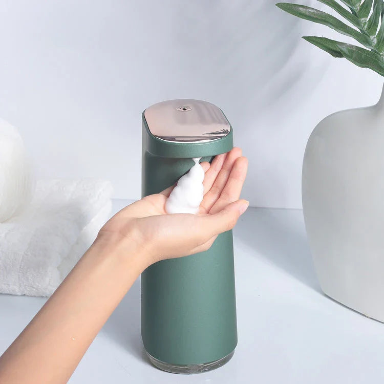 Automatic foaming soap dispenser with infrared sensor for hands-free use in bathroom and kitchen