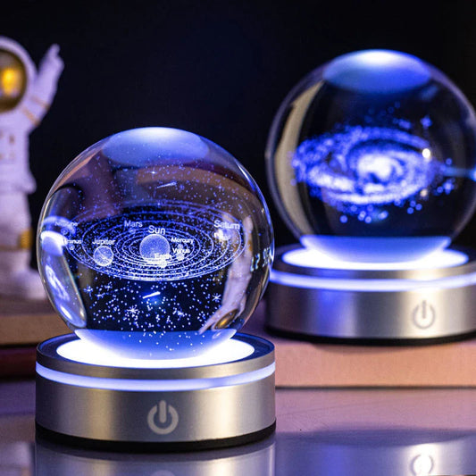 Captivating 3D crystal night lamp with intricate patterns and warm, soothing LED illumination for enchanting home decor