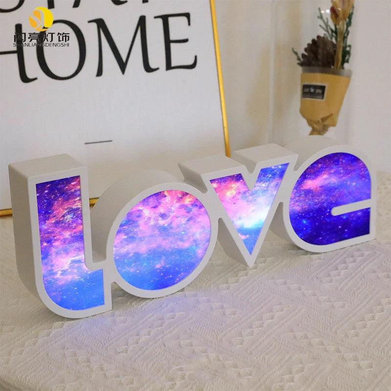 Rainbow-style LED LOVE light with "LOVE" design for romantic and festive decor