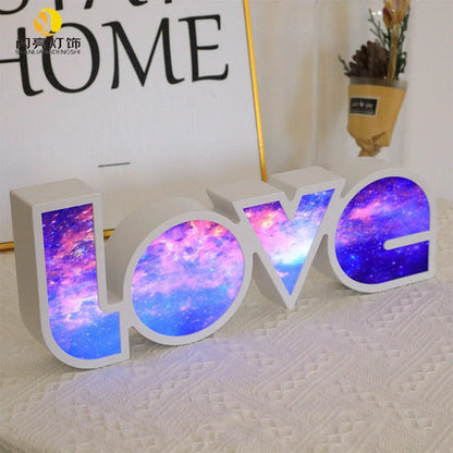 Rainbow-style LED LOVE light with "LOVE" design for romantic and festive decor