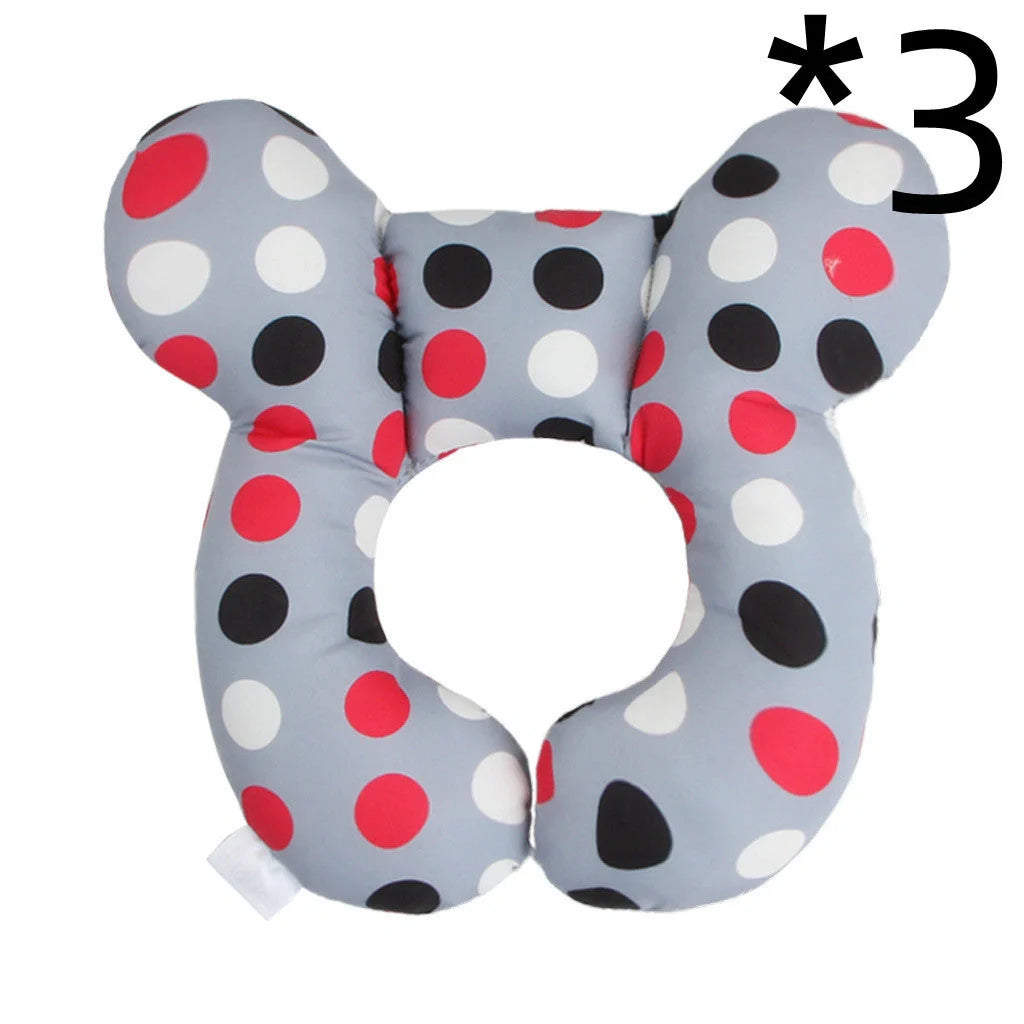 U-shaped baby head support pillow in pure cotton for car safety seats