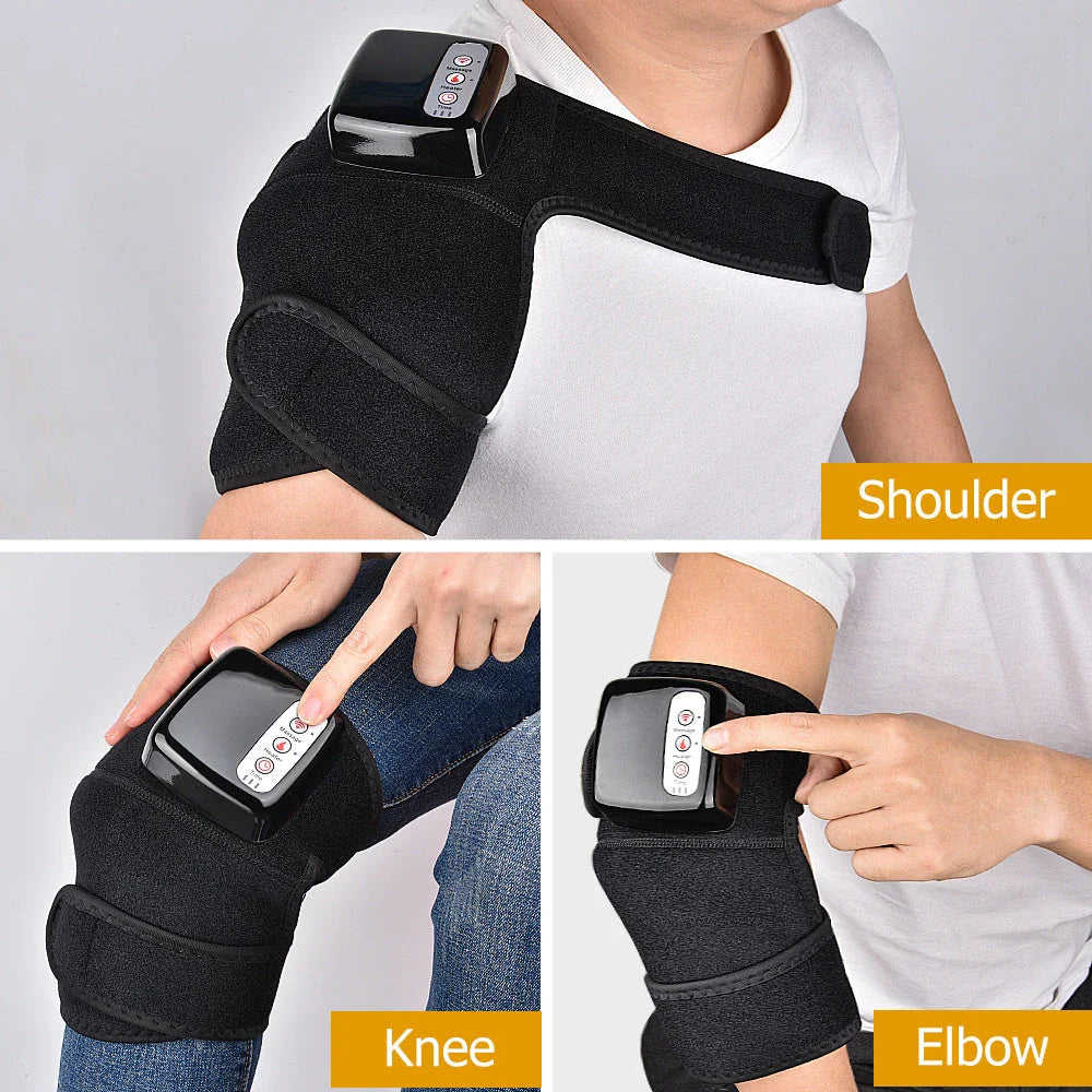 Premium Infrared Heating and Vibration Knee/Elbow Massager with adjustable straps, heat, and vibration therapy for pain relief and joint support