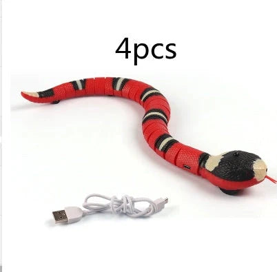 Smart Sensing Interactive Cat Toy with lifelike snake design and USB rechargeable feature