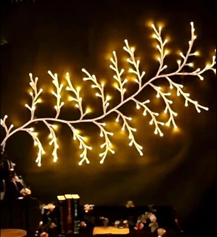Flexible DIY Willow Vine Branch LED Light Garland with warm white lights