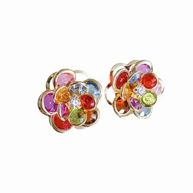 Small flower stud earrings for women in colour, black, and white options - sweet and trendy design