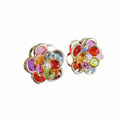 Small flower stud earrings for women in colour, black, and white options - sweet and trendy design