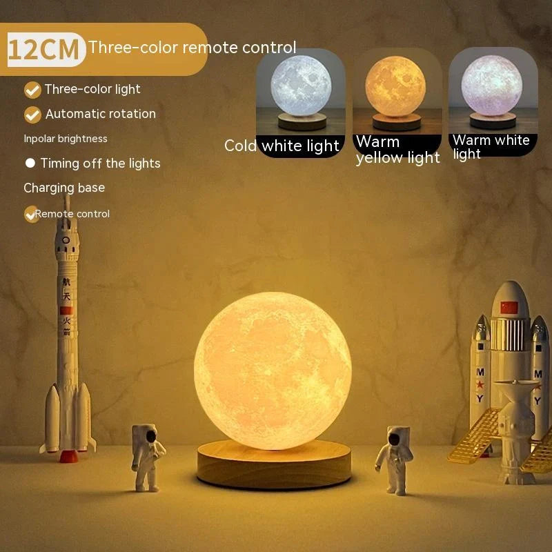 3D Magnetic Floating Levitating Moon Lamp with touch control and 3 colour options