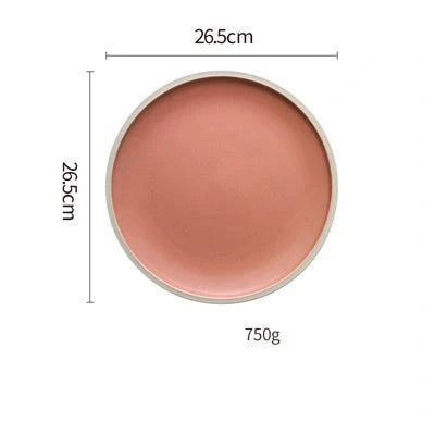 Pure Colour Matte Ceramic Plate Set with sesame point glaze in pink, grey, white, and blue
