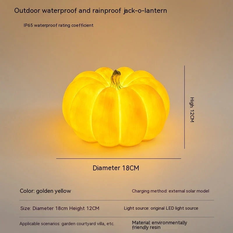 Solar-powered pumpkin lights for outdoor Halloween decorations