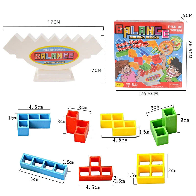 Balance Stacking Board Games for kids and adults, educational toy with plastic blocks