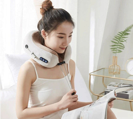 Therapeutic Neck Massage Pillow with Kneading, Vibration, and Heat Functions for Relaxation and Stress Relief