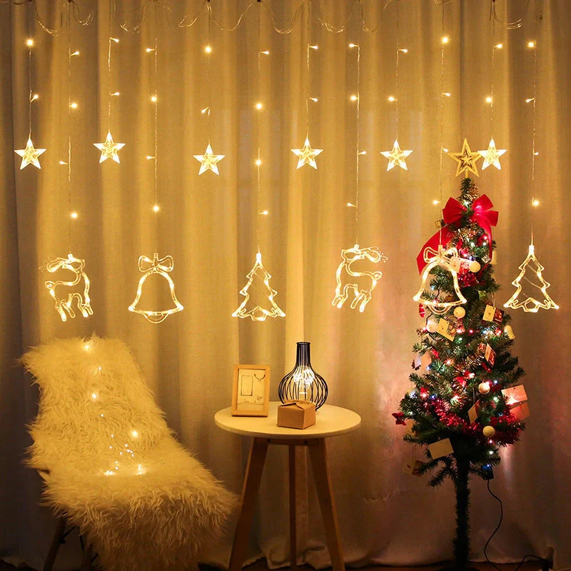 Christmas Deer Tree Bells Star String Fairy Lights for festive indoor and outdoor decoration