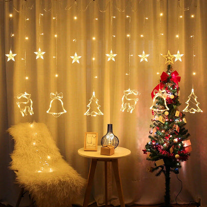 Christmas Deer Tree Bells Star String Fairy Lights for festive indoor and outdoor decoration