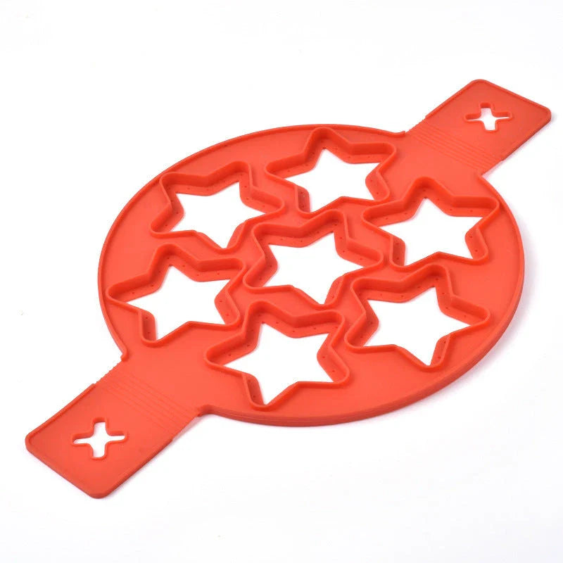 Red Silicone Pancake Mold with Various Shapes for Easily Making Perfect Pancakes at Home