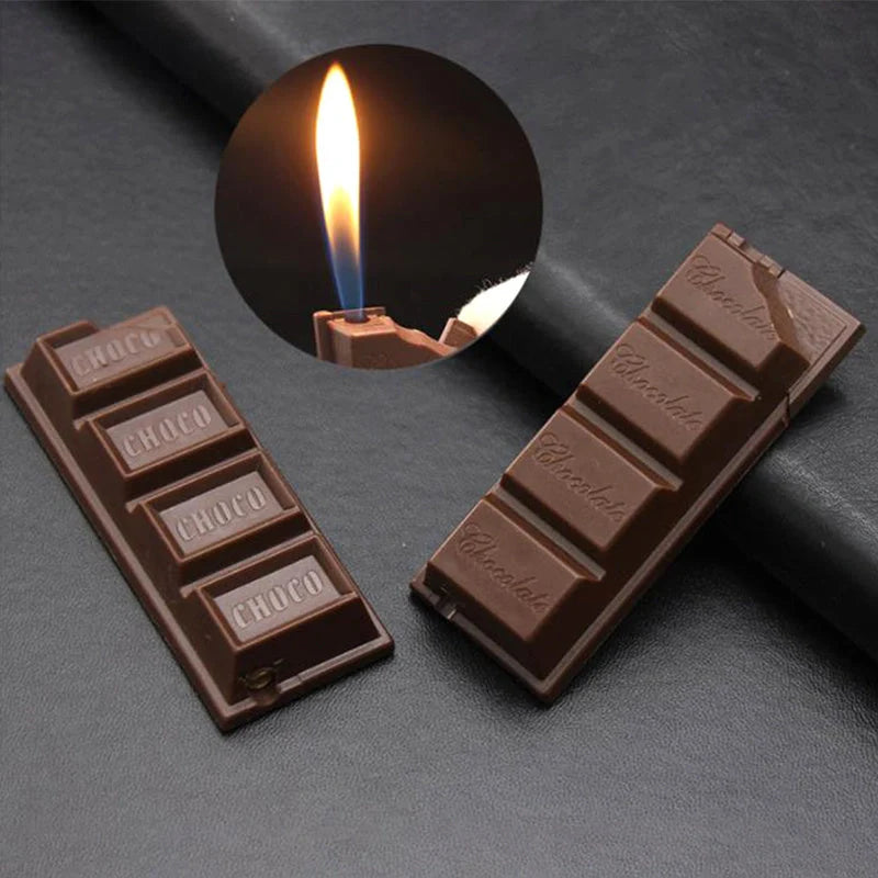 Chocolate-shaped torch lighter with bright colours and butane refill