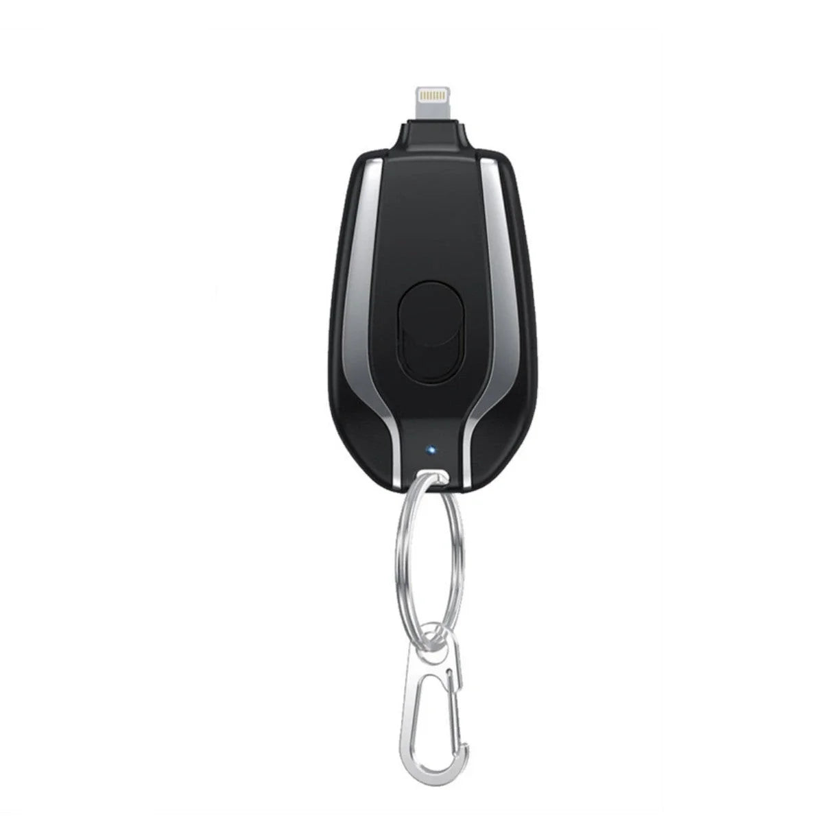 A compact, 1500mAh portable power bank with a keychain design, featuring a waterproof and durable construction for on-the-go charging of smartphones, tablets, and other USB-powered devices.