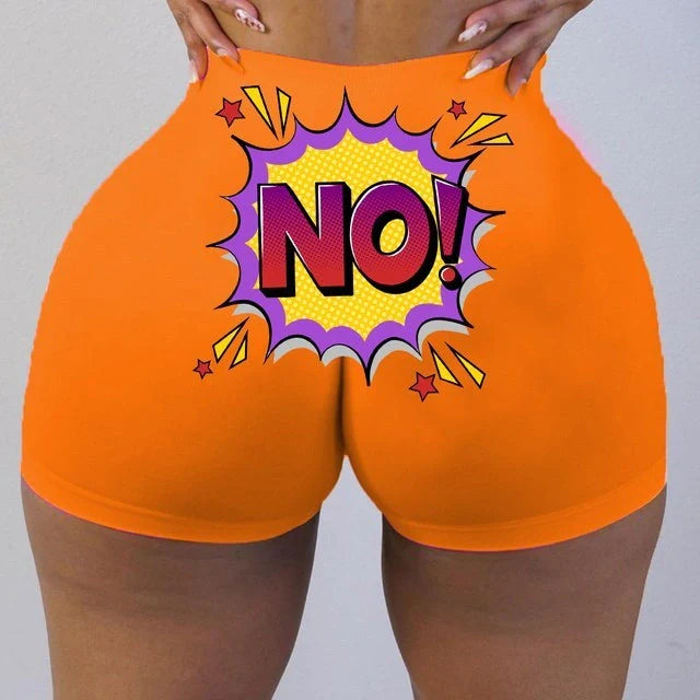 Plus size cotton graphic biker shorts in multiple colours