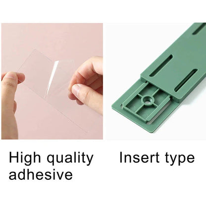 Self-adhesive wall hook in green, blue, white, and pink for cable organisation