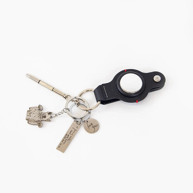 Stylish AirTag Holder with Durable Key Ring - Premium PU Leather Accessory for Secure Apple AirTag Tracking