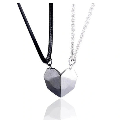Minimalist gold-plated magnetic heart pendant couple necklace symbolising love and connection.