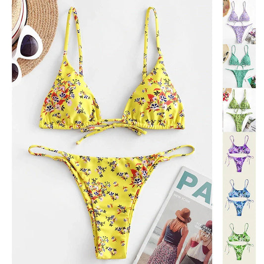 Women's floral print push-up bikini for summer beach wear