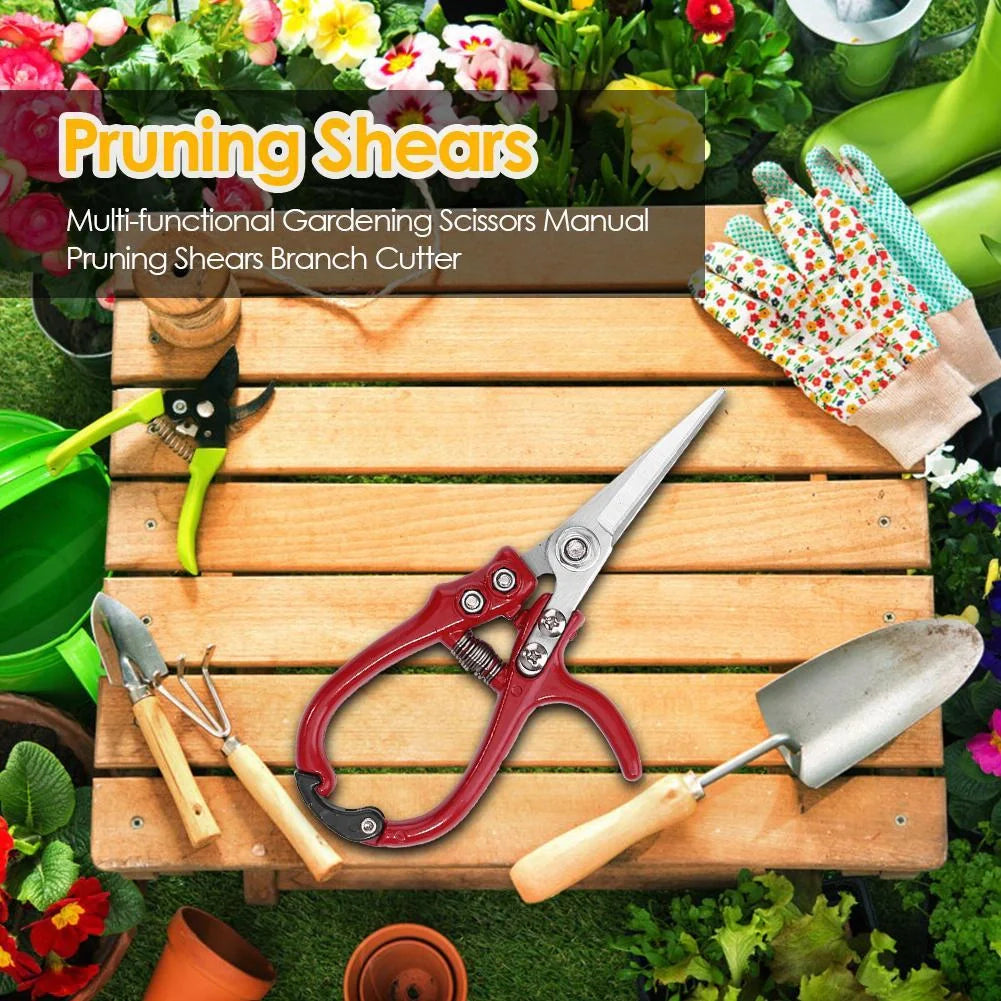 Multifunctional garden scissors with safety buckle and stainless steel spring for durable pruning