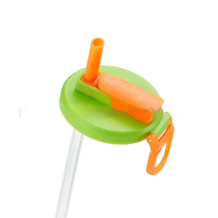 Reusable soda can lid with straw in various colours, fitting standard Coke cans