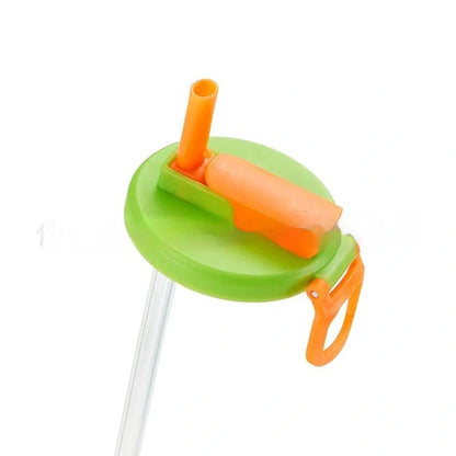 Reusable soda can lid with straw in various colours, fitting standard Coke cans
