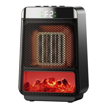 Portable fan heater with 3D dynamic flame effect and 1500W PTC fast heating