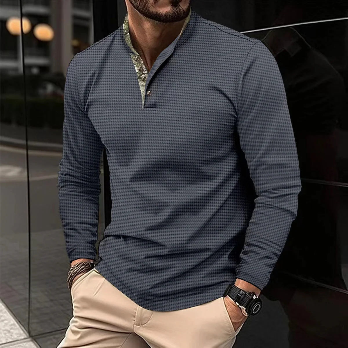 Men's stylish double layer lapel polo shirt in various colours