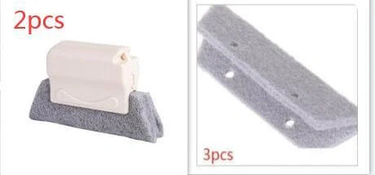 Creative Window Groove Cleaning Gap Brush Slot Cleaner in beige, light grey, and blue
