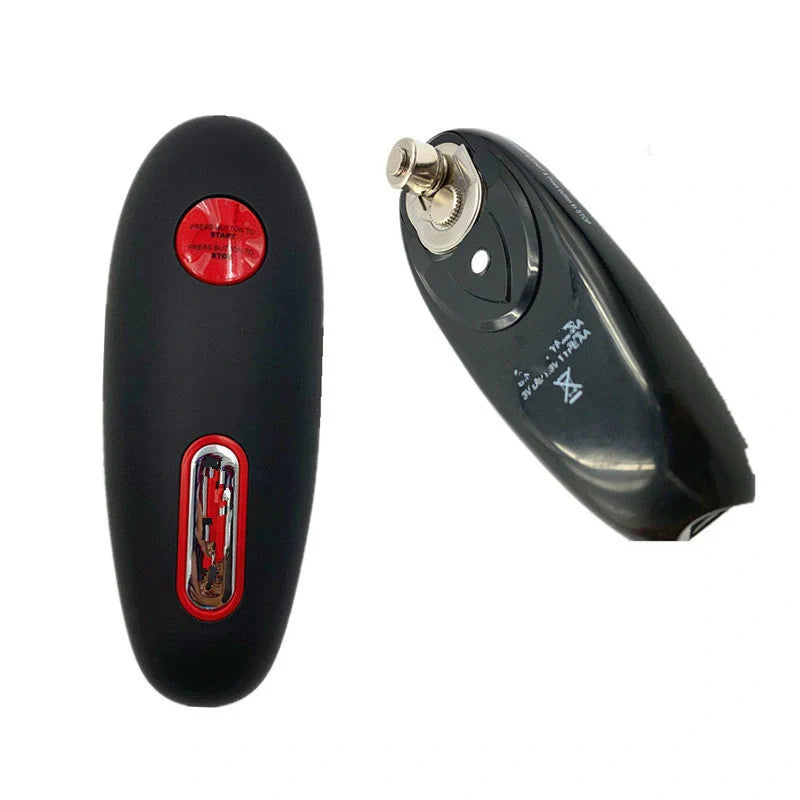 Electric can opener with automatic bottle opener function in black
