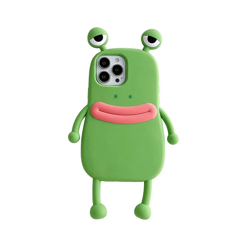 3D Cartoon Kawaii Silicone Phone Case for iPhone with cute frog design