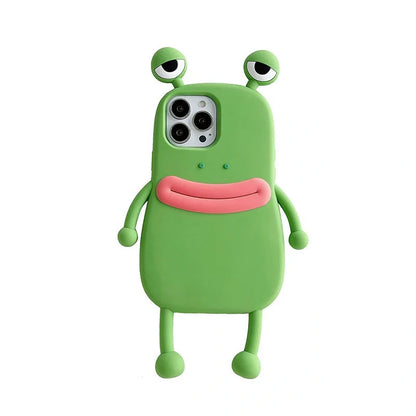 3D Cartoon Kawaii Silicone Phone Case for iPhone with cute frog design
