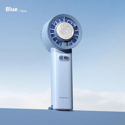 Powerful and portable handheld turbo fan with ice-cooling function for refreshing summer comfort