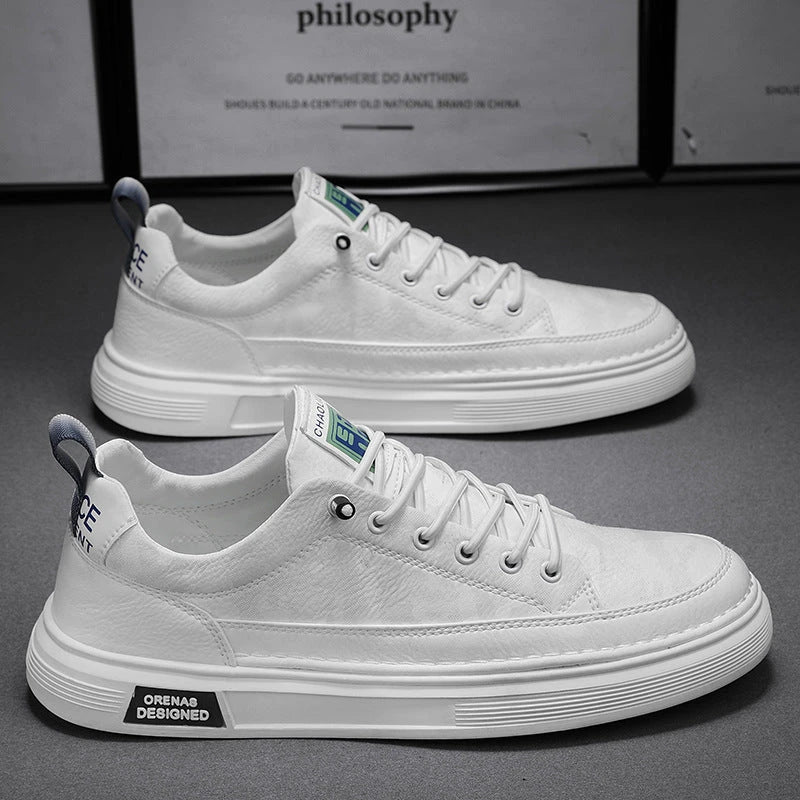 Stylish slip-on sneakers for men in beige, white, and black colors with a unique design and comfortable fit